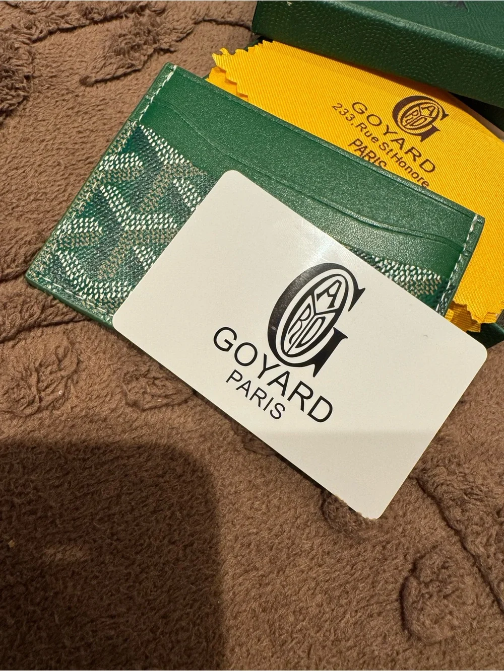 Green Card Holder with Signature Chevron Pattern